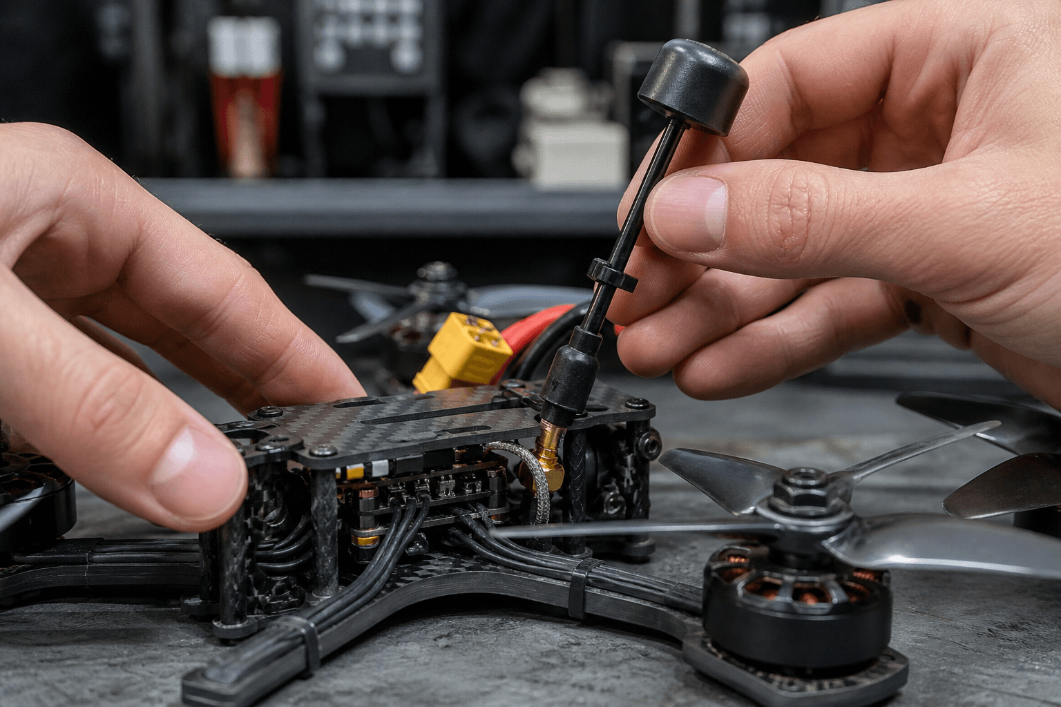 Antenna placement for HD and analog: Quad vtx placement