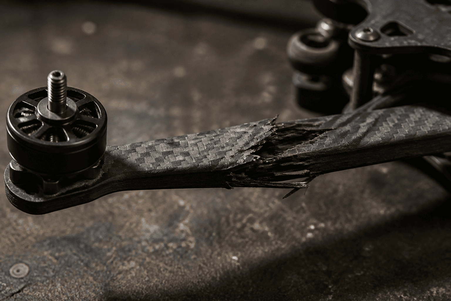 Carbon fiber splinters and frame stress cracks