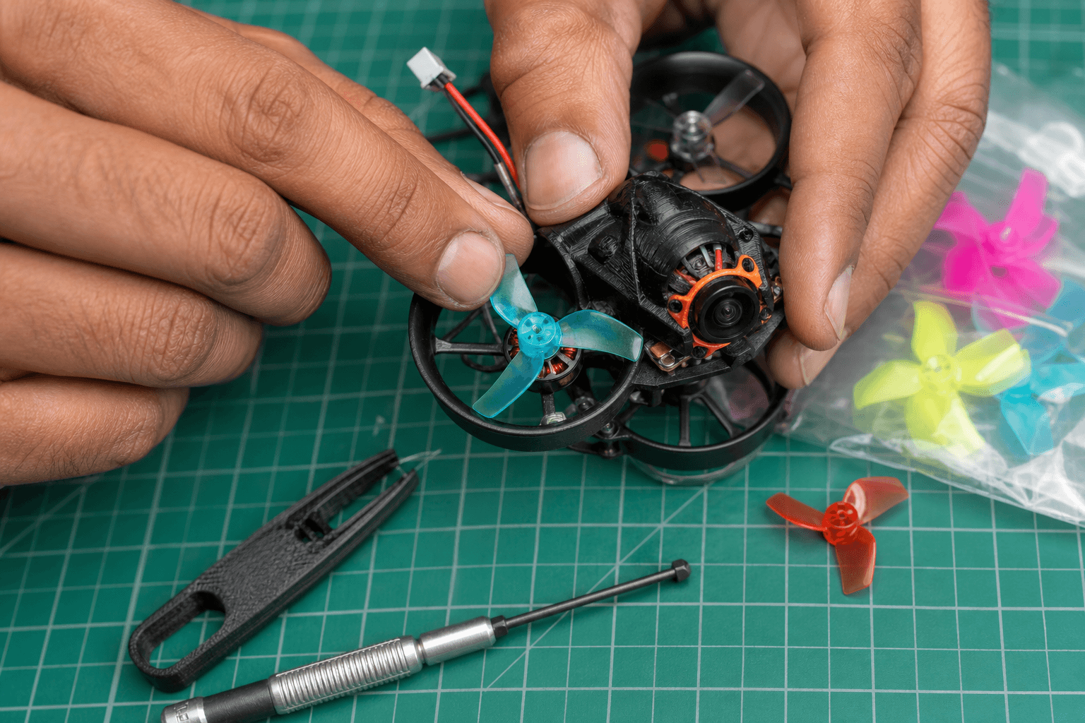How to change FPV drone props: Tools and spares