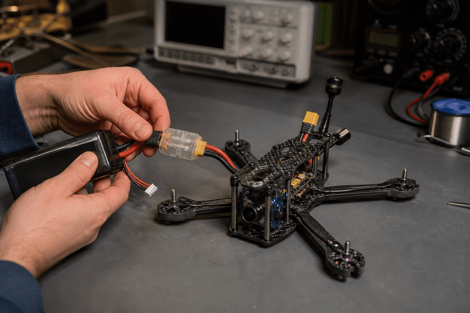 How to power on an FPV drone safely